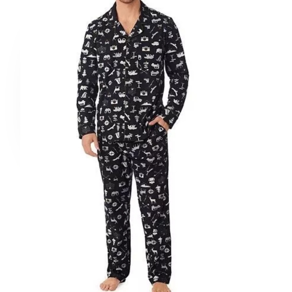 Cuddl duds mens black novel cozy pajamas sleepwear bear  3XB Nwt
